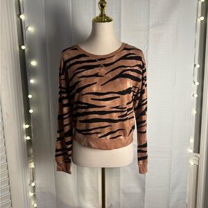 Sundown by Splendid Brown and Black Zebra Long Sleeve Tee
